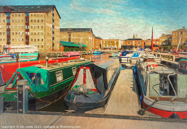 Narrowboats at Historic Gloucester Docks Picture Board by Ian Lewis