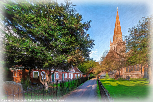 Abingdon Church and Almshouses digital art Picture Board by Ian Lewis