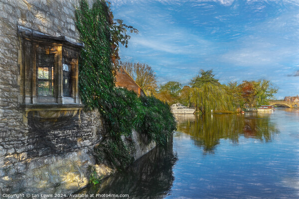 Window By The Thames at Abingdon Picture Board by Ian Lewis