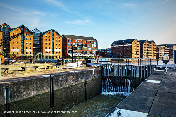 The Lock Into Gloucester Docks Picture Board by Ian Lewis