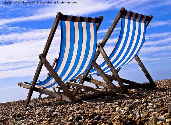 Blue Deckchairs Picture Board by Ian Lewis