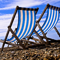 Buy canvas prints of Blue Deckchairs by Ian Lewis
