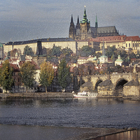 Buy canvas prints of Prague Castle across the Vitava by Ian Lewis