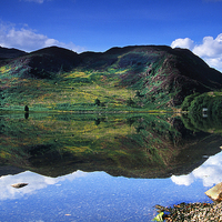 Buy canvas prints of Llyn Dinas Reflections by Ian Lewis