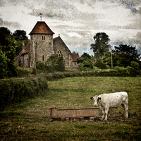 Buy canvas prints of Church and Meadow at Aldworth by Ian Lewis