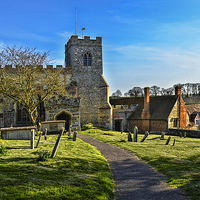 Buy canvas prints of Church and Almshouses Ewelme by Ian Lewis