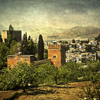 Buy canvas prints of  Granada From The Alhambra Gardens by Ian Lewis