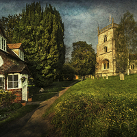 Buy canvas prints of  Blewbury Church and Cottages by Ian Lewis
