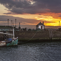 Buy canvas prints of  Maryport Harbour At Sunset by Ian Lewis