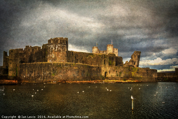 Storm Brewing Over Caerphilly Castle Picture Board by Ian Lewis