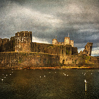 Buy canvas prints of Storm Brewing Over Caerphilly Castle by Ian Lewis