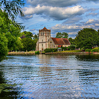 Buy canvas prints of Across the Thames To Bisham Church by Ian Lewis