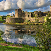 Buy canvas prints of Caerphilly Castle Moat by Ian Lewis