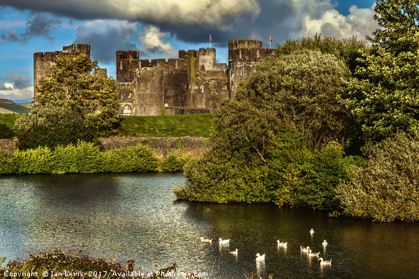 Caerphilly Castle Western Towers Picture Board by Ian Lewis