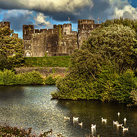 Buy canvas prints of Caerphilly Castle Western Towers by Ian Lewis