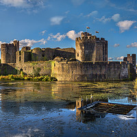 Buy canvas prints of Caerphilly Castle South Facing Walls by Ian Lewis