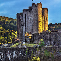Buy canvas prints of Towers Of Caerphilly Castle Gatehouse by Ian Lewis