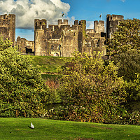 Buy canvas prints of The Battlements of Caerphilly by Ian Lewis