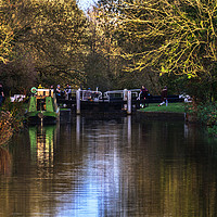 Buy canvas prints of Activity At Heale's Lock by Ian Lewis
