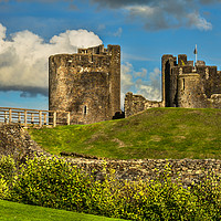 Buy canvas prints of Western Gateway to Caerphilly Castle by Ian Lewis
