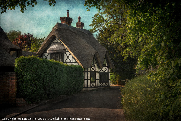 Enchanting Sulham Thatched Cottage Picture Board by Ian Lewis