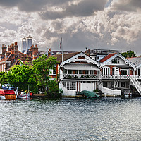 Buy canvas prints of Boathouses At Henley on Thames by Ian Lewis