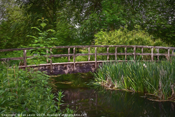 River Footbridge Impressionist Style Picture Board by Ian Lewis