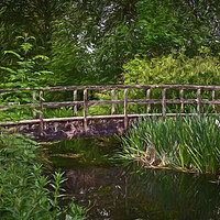 Buy canvas prints of River Footbridge Impressionist Style by Ian Lewis