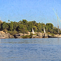 Buy canvas prints of Feluccas At The Nile Cataract by Ian Lewis