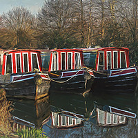 Buy canvas prints of Narrowboats For Hire At Aldermaston Wharf by Ian Lewis