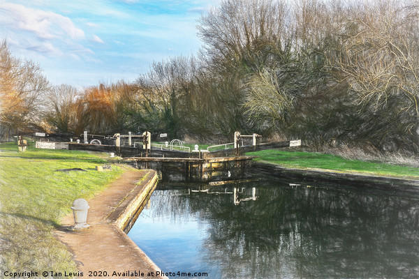 Padworth Lock Art Picture Board by Ian Lewis