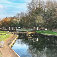 Buy canvas prints of Padworth Lock Art by Ian Lewis