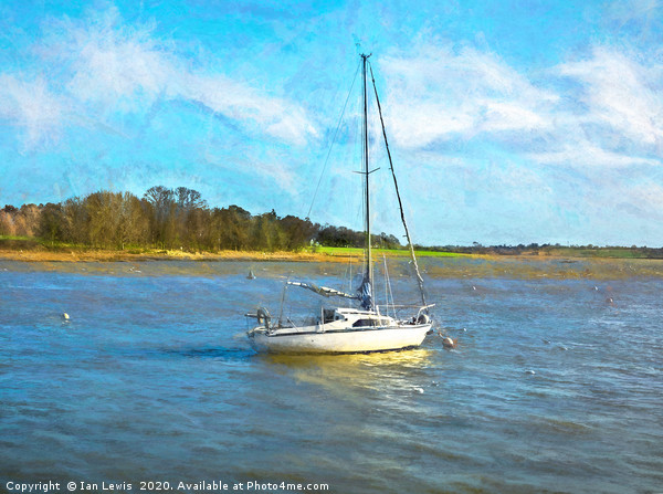 Yacht Anchored On The Deben Picture Board by Ian Lewis
