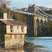 Buy canvas prints of The Menai Suspension Bridge by Ian Lewis