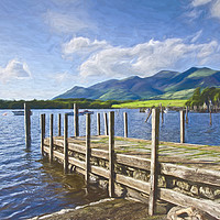 Buy canvas prints of Derwentwater Jetty Impressionist Style by Ian Lewis