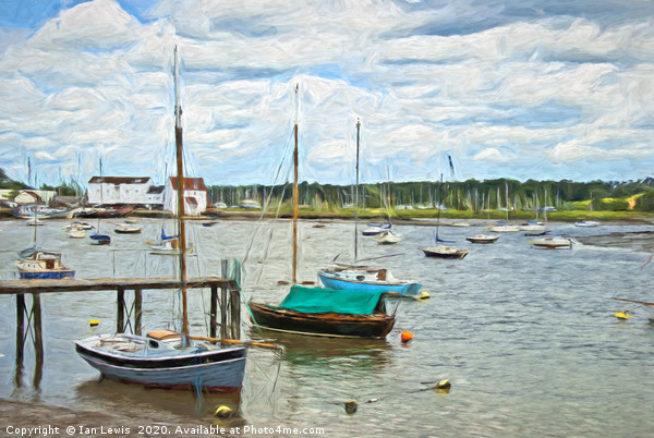 Moored Boats At Woodbridge Impressionist Picture Board by Ian Lewis