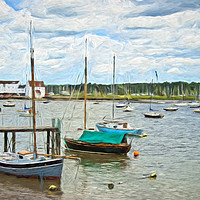 Buy canvas prints of Moored Boats At Woodbridge Impressionist by Ian Lewis