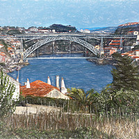 Buy canvas prints of Louís1 Bridge Porto as  Digital Art by Ian Lewis