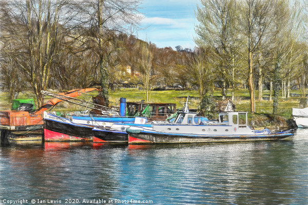 Old Boats On The Thames Picture Board by Ian Lewis