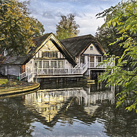 Buy canvas prints of Picturesque Thames Boathouses At Goring by Ian Lewis
