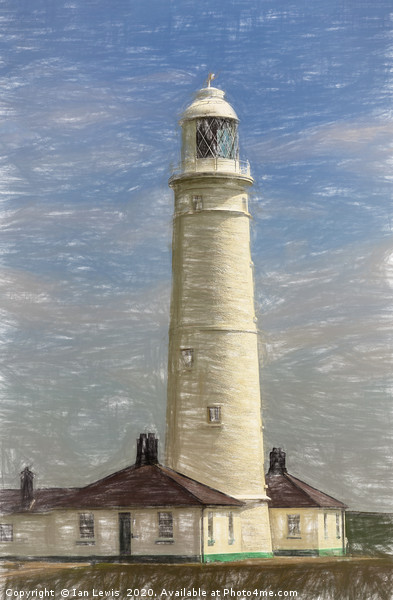 Nash Point Lighthouse Digital Art Picture Board by Ian Lewis