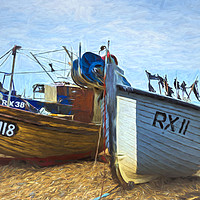 Buy canvas prints of Fishing Boats On The Beach Digital Art by Ian Lewis