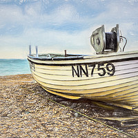 Buy canvas prints of Fishing Boat On Shingle by Ian Lewis