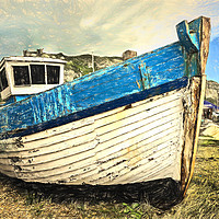 Buy canvas prints of Neglected Fishing Boat Art by Ian Lewis