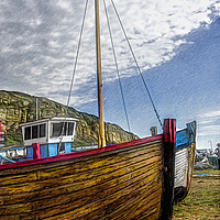 Buy canvas prints of Fishing Boat Bows by Ian Lewis
