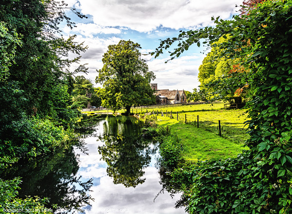 Lockinge Brook and the Parish Church Picture Board by Ian Lewis