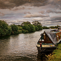 Buy canvas prints of Narrowboat Moored At Lechlade by Ian Lewis