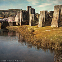 Buy canvas prints of The Walls And Moat of Caerphilly by Ian Lewis