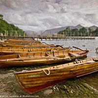 Buy canvas prints of Boats On The Shore At Derwentwater by Ian Lewis