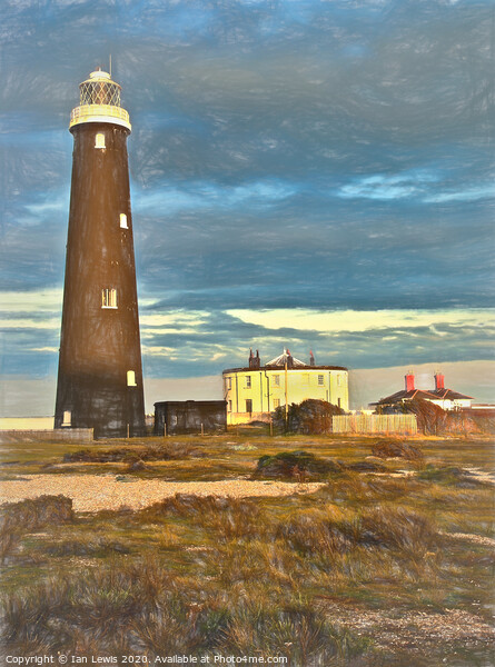 The Old Dungeness Lighthouse as Digital Art Picture Board by Ian Lewis